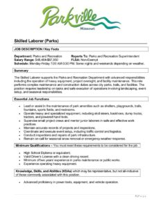 Image of document, skilled laborer job description, 2025